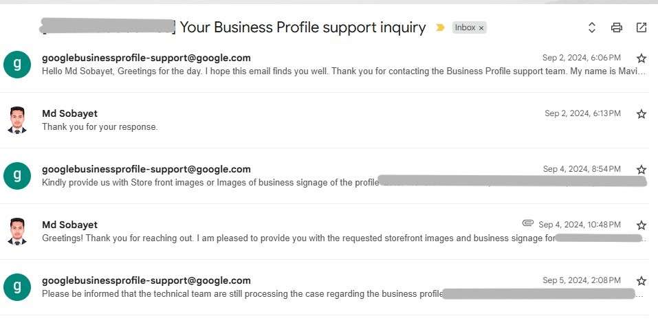 GMB/GBP Support Inquiry